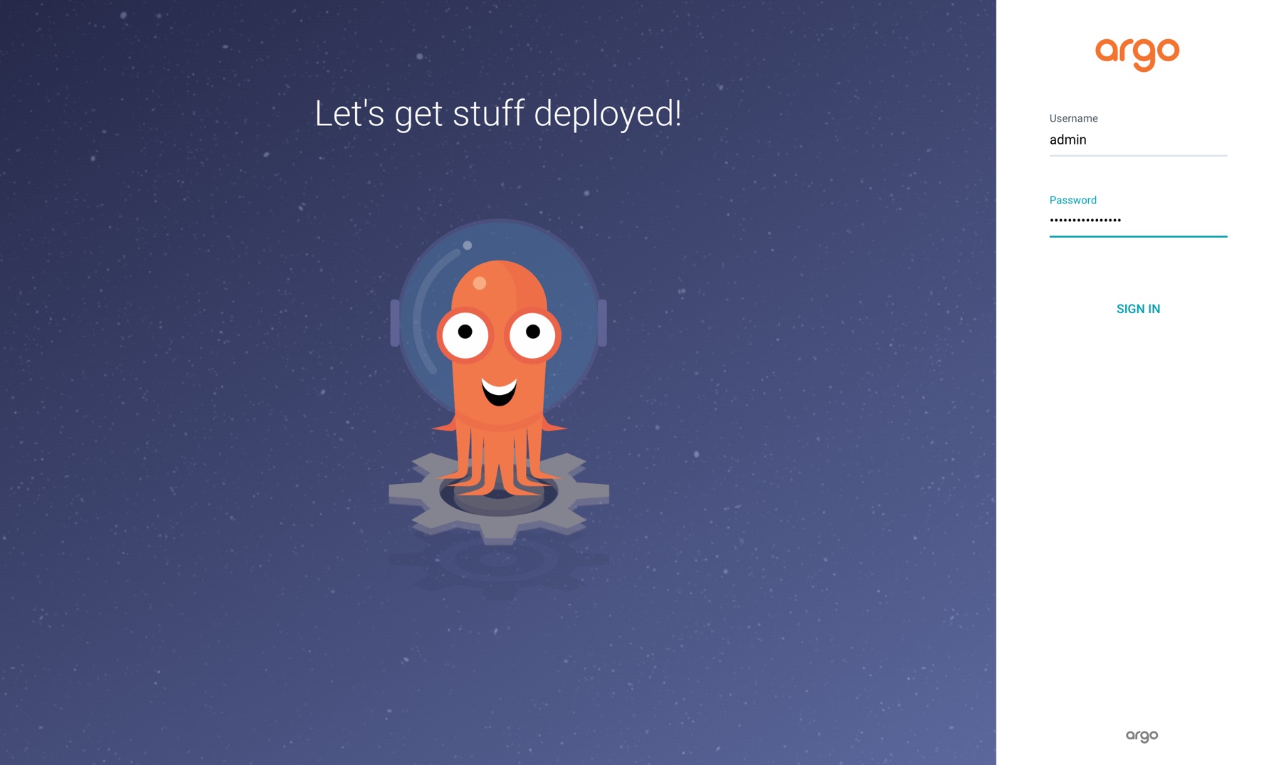 Argo CD v3.5.3 giriş ekranı, http://localhost:8080 üzerinden port-forward ile
